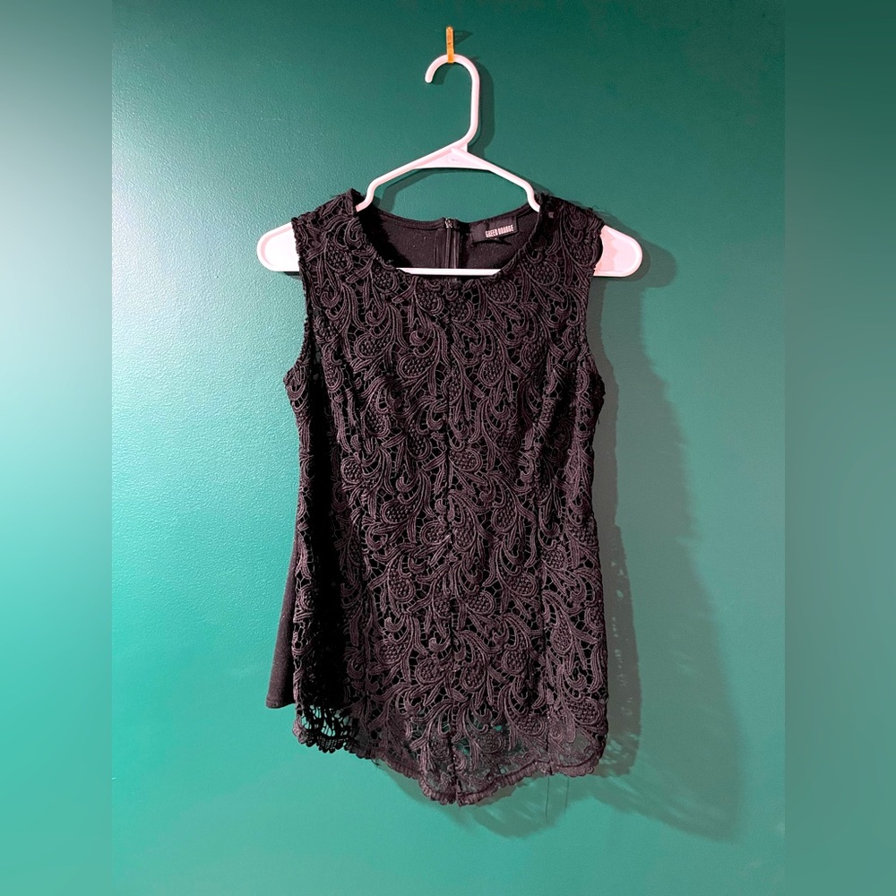 Black Lace Tank Top Blouse